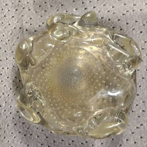 mid-century Murano glass bowl with gold fleck inclusions attributed to Seguso - Picture 10 of 11